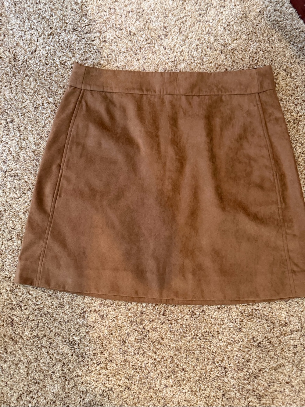 J. Crew Brown Suede-Look A-Line Mini Skirt